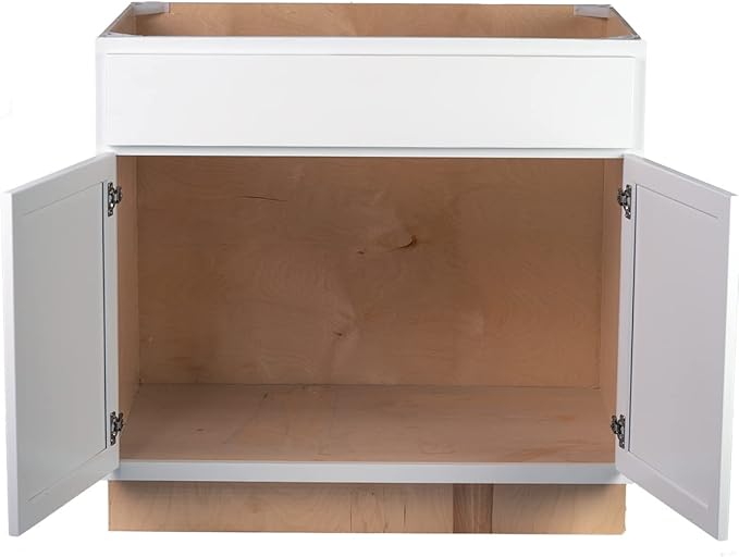 Quicklock RTA (Ready-to-Assemble) | Base Kitchen Cabinets - Shaker Style | Made in America (Pure White, 30" Wx34.5 Hx24 D Base)