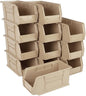 Hudson Exchange 11" x 5-1/2" x 5" (12 Pack) Plastic Stackable Storage Bin and Hanging Container, Stone