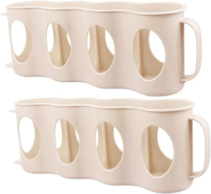 2pcs Hand Pull Type Beverage Can Organizer Section Plastic Storage Box for Refrigerator Beige Space-saving Design for Cans and Seasoning Jars and Smooth Finish