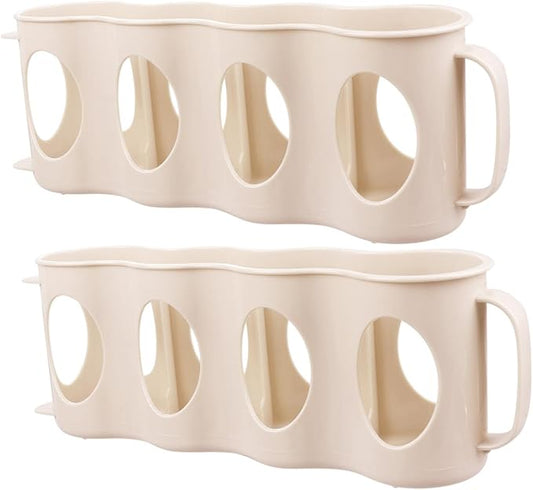 2pcs Hand Pull Type Beverage Can Organizer Section Plastic Storage Box for Refrigerator Beige Space-saving Design for Cans and Seasoning Jars and Smooth Finish