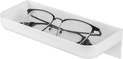 Glasses Holder Wall Mounted, Self Adhesive Eyeglasses Storage Box, Sunglasses Organizer Holder for Bathroom Bedroom, Foyer (White)