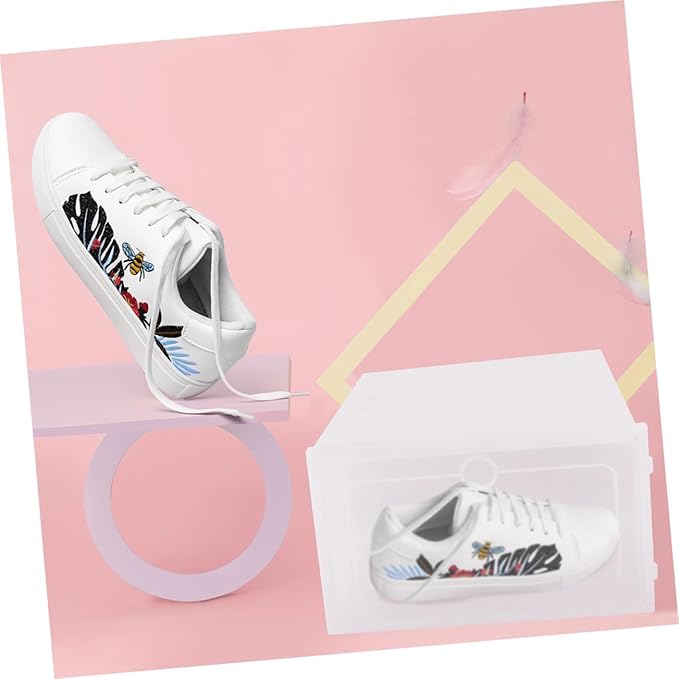 3pcs Transparent Stackable Shoe Organizer Boxes with Lid PP Material Spacious Design for Sneakers High Heels Boots Space-saving Shoe Storage