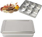 Japard Stainless Steel Seasoning Box with Lid, Food Storage Container with Tray Spice Organizer Jars, 6 Grids Spice Salt Sugar, Kitchen Utensils