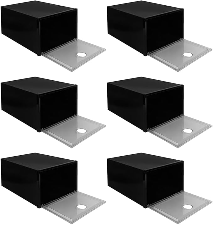 Mobestech 6Pcs Stacked Shoe Storage Box Plastic Organizer Magnetic Door Dustproof and Resistant for Sneakers and Boots Stackable Shoe Boxes for Closet