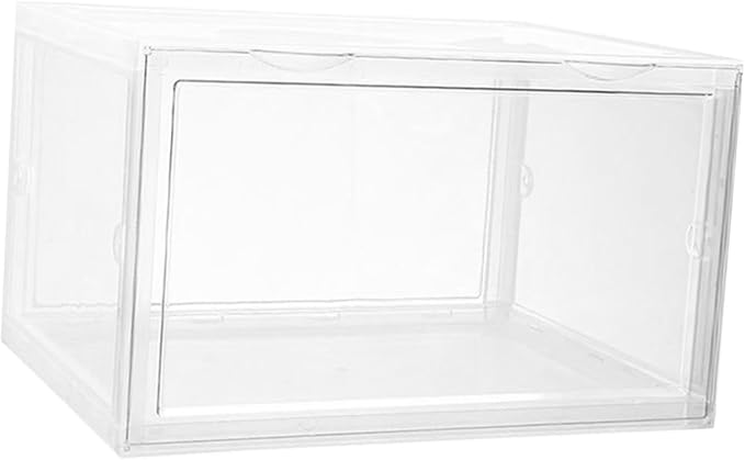 Ciieeo Transparent Dustproof Shoe Storage Box Stackable Organizer for Home Use Container with Buckle Closure for Sneakers Accessories More