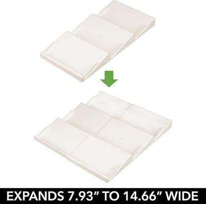 mDesign Expandable Plastic Deluxe Spice Rack, Drawer Organizer for Kitchen Cabinet Drawers, 3 Tier Slanted for Spice Jars, Food Seasoning Bottle Storage, Ligne Collection - Cream/Beige