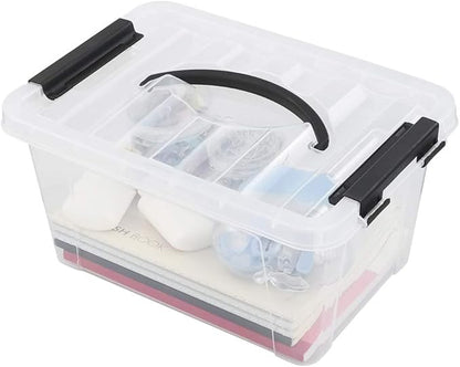 Pekky 6 Quart Storage Box with Handle and Latching Fresh Design, Small Toy Organizer Bin, Set of 2