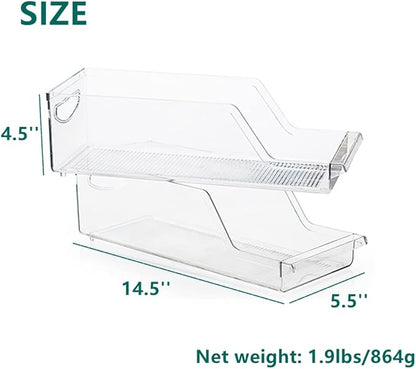 Xicennego 2 Pack Soda Can Organizer for Refrigerator, Beverage Can Dispenser for Fridge, Can Drink Holder Storage Bin - For Pantry,Kitchen,Countertop,Cabinet,Freezer - Hold Up To 9 Cans