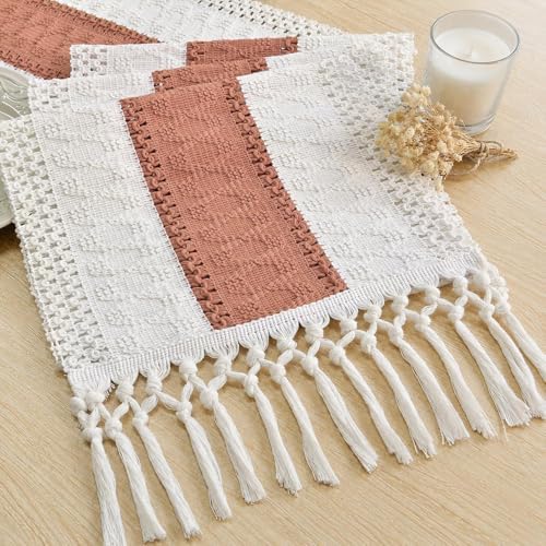 FEXIA Boho Table Runner for Home Decor 12x90 Coral Farmhouse Decorations by FEXIA