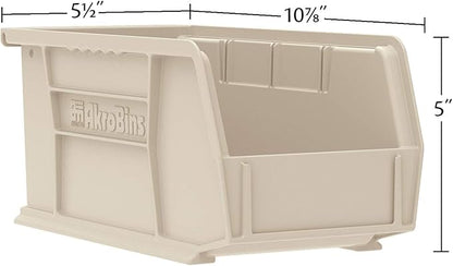 Akro-Mils 30230 AkroBins Plastic Storage Bins, Space-Saving Stackable Bins for Garage, Pantry, Craft Organization, 11" x 5" x 5", Green, 12-Pack