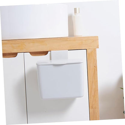 WOONEKY Cabinet Door Hanging Cosmetic Storage Box with Lid Multifunctional Plastic Sundries Organizer for Bathroom -Saving Design Easy Installation White