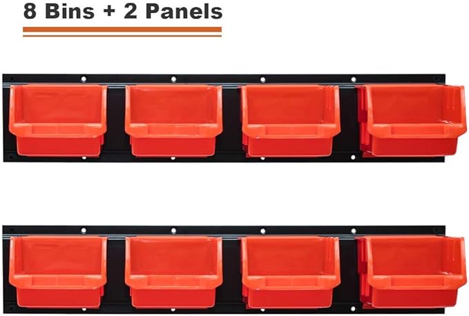 Wallmaster 8-Bin Storage Bins Garage Rack System & Bike Rack for Garage 2-Pack Bike Hooks Bike Hanger Wall Mount