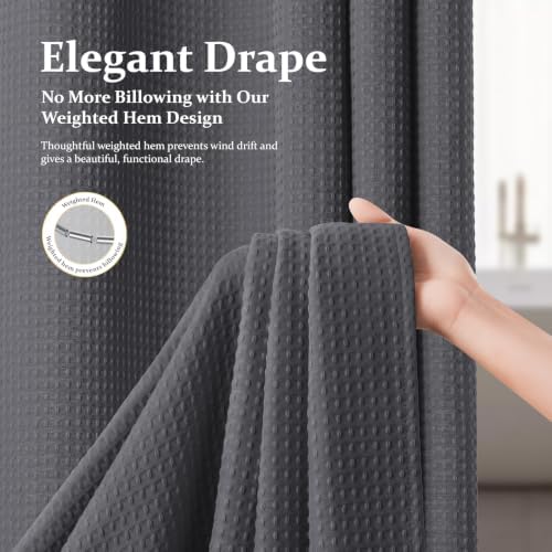 Dynamene Stall Waffle Shower Curtain 256 GSM Heavy 54"x72" Charcoal Grey - Image 6