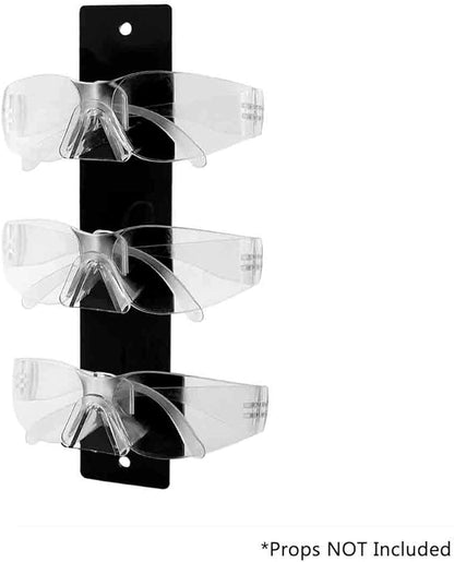 Marketing Holders 12 Pack Glasses Display Holds 3 Pair Mounted with Hanging Hardware Black Acrylic Retail Locations Organizer Space Saver Storage Warehouses Eyeglasses Safety Goggles Labs
