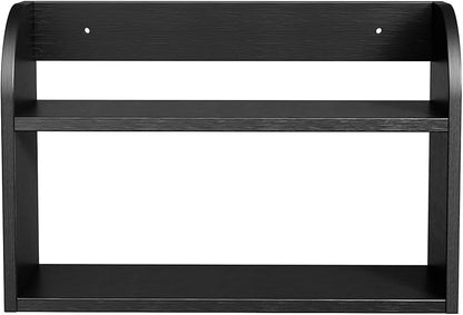 ROMGUAR CRAFT 2 Tier Bamboo Spice Rack, Countertop or Wall Mounting Wood Spice Jars Organizer Shelf for Kitche, Pantry (Black)