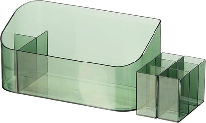 SUNFICON Makeup Tray Holder Organizer Cosmetic Display Case Tabletop Desktop Vanity Countertop Bathroom Wall Cabinet Medicine Storage Box 9 Dividers 2 Removable for Womens Ladies Girls Crystal Green