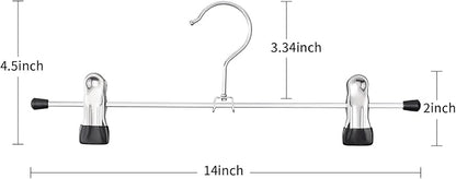 14Inch Pants Hangers with Clips 30 Pack Adjustable Skirt Hangers for Women Non-Slip Shorts Trousers Hanger for Jeans Clothes Hanger for Pants Heavy Duty Space Saving,Black