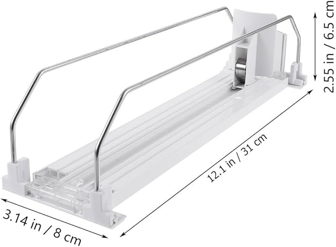 PRETYZOOM Self-Pushing Drink Can Organizer for Refrigerator, Automatic Soda Dispenser, 4 Cans Beverage Pusher Glide, Refrigerator Shelves for Beer, Soda, Beverage, 12.20X3.14X2.55In
