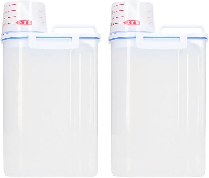 Milltrip Rice Storage Container, 2PCS Rice Storage Container 2.5L Plastic Rice Dispenser Bin with Pour Spout for Rice Beans Grains Small Dry Food