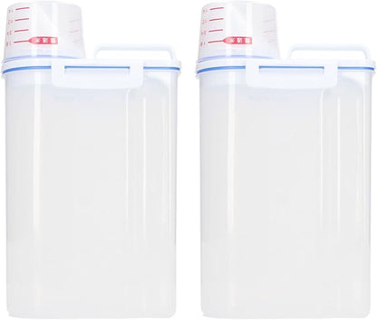 Milltrip Rice Storage Container, 2PCS Rice Storage Container 2.5L Plastic Rice Dispenser Bin with Pour Spout for Rice Beans Grains Small Dry Food