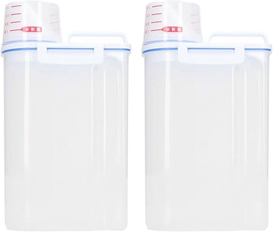 Milltrip Rice Storage Container, 2PCS Rice Storage Container 2.5L Plastic Rice Dispenser Bin with Pour Spout for Rice Beans Grains Small Dry Food