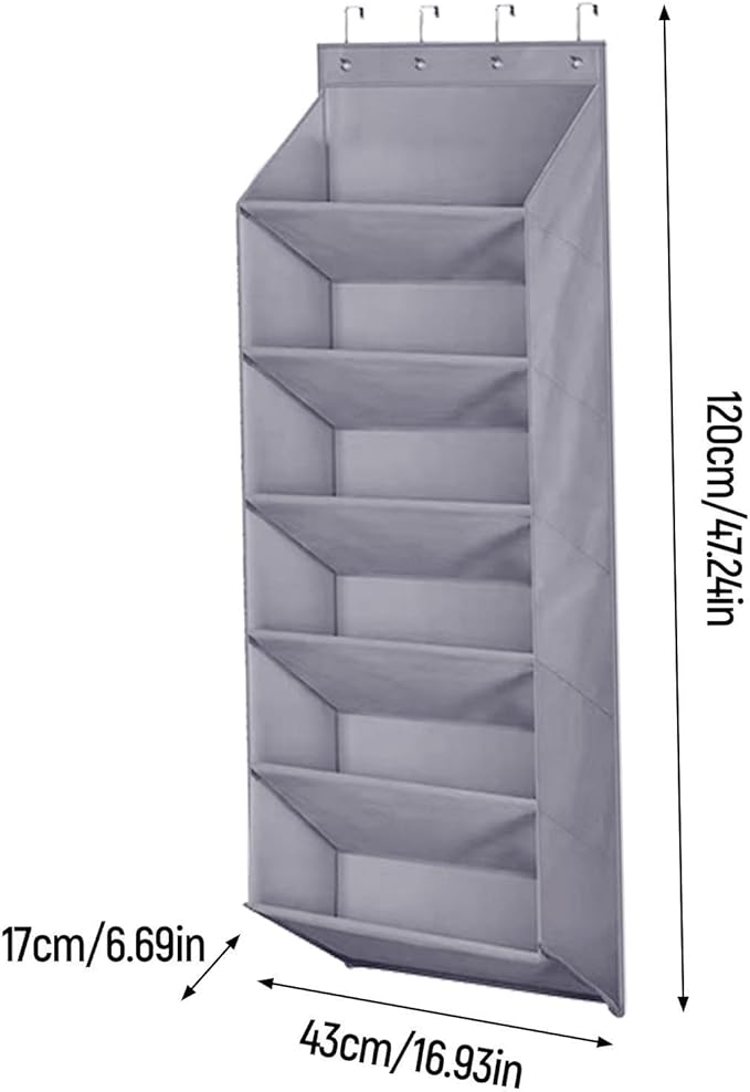 Hanging Shoe Rack, Over The Door Shoe Organizer with 6 Deep Pockets, 6 Tier Large Deep Pockets Door Shoe Rack for Clothing Hats 16 Pair Shoes