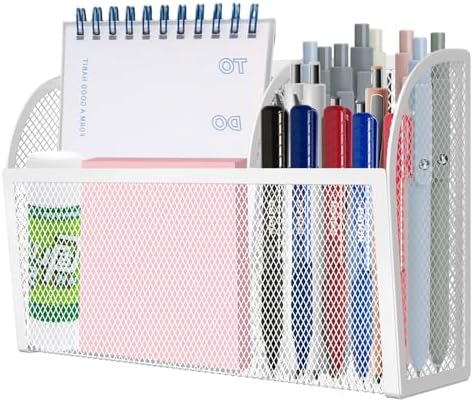 Magnetic Pencil Holder Magnetic Shelf for the Whiteboard 3-Grid Mesh Magnetic Pen Holder for Refrigerator Magnetic Organizer Locker Accessories Organizer for Office (White) by Unknown