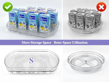 Incostar 360° Rotating Lazy Susan Turntable - Multifunctional Rectangular Organizer 15.1" x 11.4" for Refrigerator, Cabinet, Pantry, and Kitchen Countertop (4 Pack)