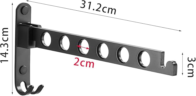 JOOM Retractable Folding Wall Mounted Clothes Hanger Rack Clothes Storage Organizer Laundry Coat Hanger Sturdy Hanging Dryer Rack (one Pack, Black)