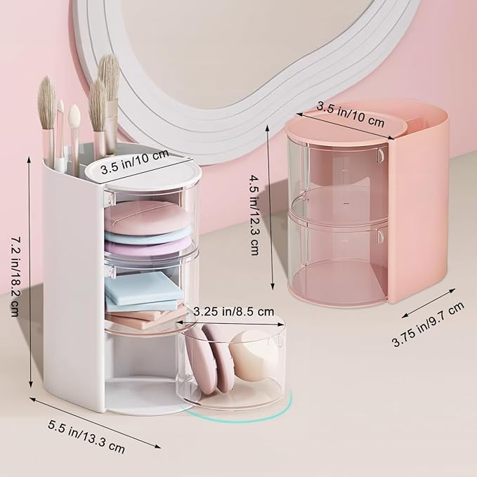 Hair Accessory Organizer & hair brush organizer, 2-Layer Clear Hair Accessories Organizer Rotatable Small Jewelry Box for Clip Earring Necklaces, The Latest Gift for A Girl. (White) Hair Caddy