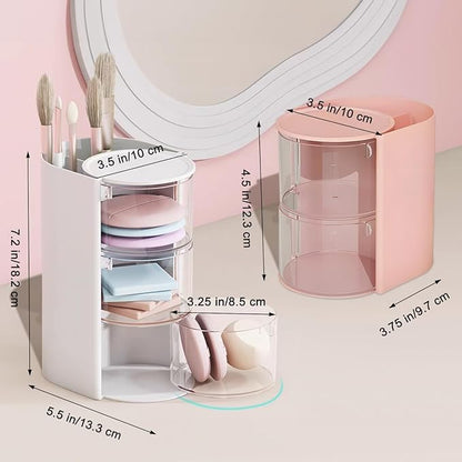Hair Accessory Organizer & hair brush organizer, 2-Layer Clear Hair Accessories Organizer Rotatable Small Jewelry Box for Clip Earring Necklaces, The Latest Gift for A Girl. (White) Hair Caddy
