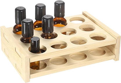 Hipiwe Essential Oils Racks Display Stand 12 Slots Essential Oil Bottle Organizer Tabletop Storage Rack for 15ml 10ml 5ml Bottles Rollerball Lipstick Holder Perfume Nail Polish Shelf
