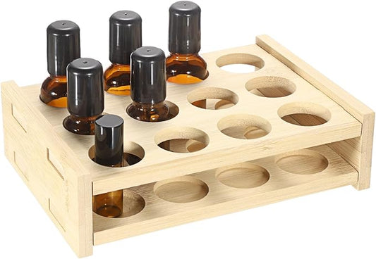Hipiwe Essential Oils Racks Display Stand 12 Slots Essential Oil Bottle Organizer Tabletop Storage Rack for 15ml 10ml 5ml Bottles Rollerball Lipstick Holder Perfume Nail Polish Shelf
