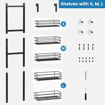 5-Tier Over the Door Pantry Organizer,Cabinet Door Organizer,Kitchen Pantry Door Organizers and Storage,Over the Door Spice Rack,Behind the Door Storage,Door Hanging Organizer,Black