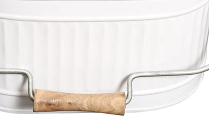 Alpha Living Home Rustic Heavy Duty Alloy Multi-Compartment Silverware Caddy - Metal Utensil Versatile All-in-One Organizer for Kitchen, Bathroom & Office Utensils, Flatware, and Accessories (White)