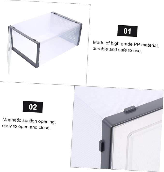 2pcs Shoe Box Storage Boxes Sturdy Plastic Shoes Organizer for Closet Entryway Style