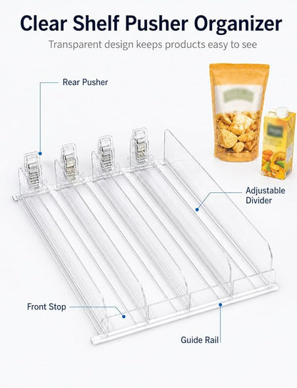 Adjustable Sliding Organizer, Self-Feed Fridge Tray, Rolling Beverage Storage for Pantry, Kitchen and Retail Shelves(3 PCS,35 cm)