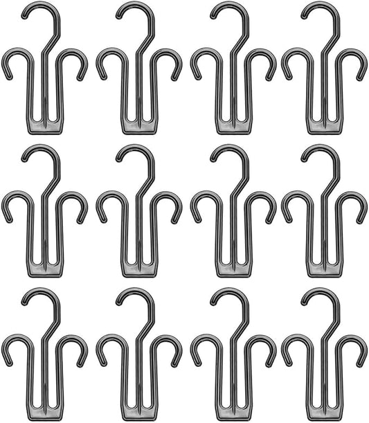 Veemoon 12pcs Double-hook Shoe Hanging Organizer Plastic Drying Rack for Indoor Shoe and Slippers Storage Space-saving Rack for Home Closet