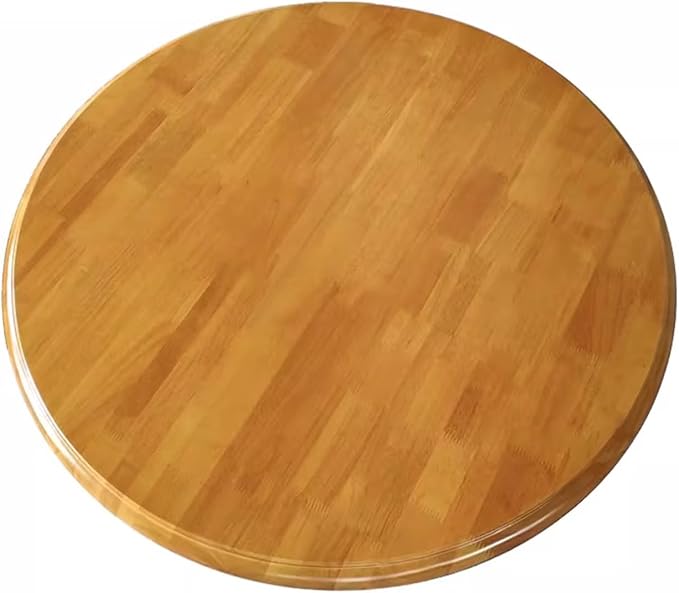 Large Lazy Susan Turntable, Wooden Round Tray Rotating for Dining Table Top Centerpiece Silent Smooth SpinBy Hand Kitchen Turntable Organizer, Easy to Clean (Teak Color, 31.5 in)