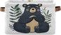 Large Storage Basket Black Bear Storage Bin Cube Canvas Fabric Organizer Handles Collapsible for Clothes Toys Bedroom Decorative