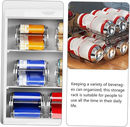 Mikinona Double Beverage Storage Box Fridge Organizer for Drinks Soda Can Dispenser Can Holder for Kitchen