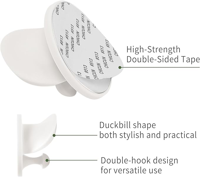 Hat Racks Adhesive Wall Hooks for Coat, Towel, Backpack, Bag, Jacket, Keys - Wide Brim Hat Organizer Hook for Bathroom,Entryway, Closet, Kitchen, Door, Dorm (2 Pack White)