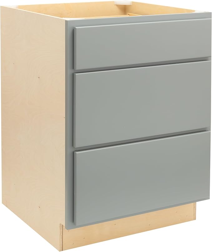 Quicklock RTA (Ready-to-Assemble) | Base Kitchen Cabinets - Shaker Style | Made in America (Magnetic Gray, 36" Wx34.5 Hx24 D 3 Drawer)