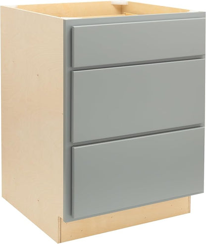 Quicklock RTA (Ready-to-Assemble) | Base Kitchen Cabinets - Shaker Style | Made in America (Magnetic Gray, 36" Wx34.5 Hx24 D 3 Drawer)
