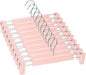 10 Pack Skirt Hangers, PantsHangers with Clips，360 ° Swivel Hooks Space Saving Hangers for Pants, Skirts, Clothes, Jeans，Pink