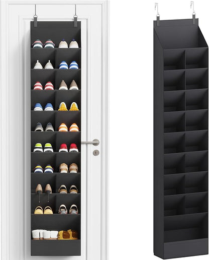 Lifewit 10 Tier Over the Door Shoe Organizer with 19 Large Deep Pockets, Fabric Hanging Shoes Shelf for Closet, Dorm Storage, Fit Up to 20 Pair Shoe Rack Holder for Sneakers, Boots, Black