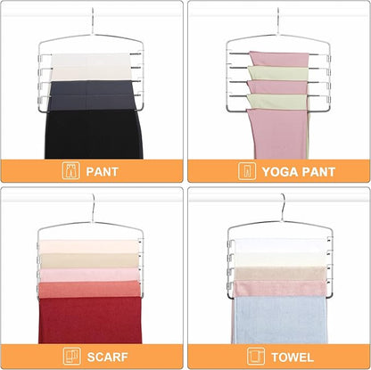 TOPIA HANGER Pant Hangers Space Saving 3 Pack Yoga Pants Leggings Hangers for Closet Non Slip 5 Tier Swing Arm Hanger Organizer for Pants Yoga Pants Leggings Trouser Jeans Slack - CT49B