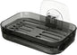 Soap Dish for Shower Transparent Gray Soap Holder with Self-Draining Design No Drilling Required Strong Fixation for RV Bathroom and Kitchen Easy to Clean and Space Saving（1 Pack）