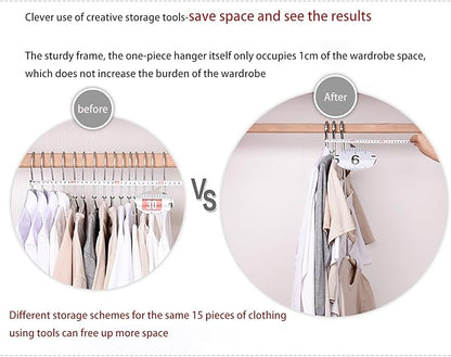 3-Pack 5-in-1 Space Saving Blouse Hangers - Non-Slip Padded Swing Arm Coat Hangers, Heavy Duty Stainless Steel for Shirts & Sweaters (White)