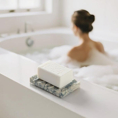 Real Luxurious Natural Marble Soap Dish for Shower,soap Dish for Bathroom,Non-Ceramic/Non-Resin Stone soap Tray（Cyan Green）
